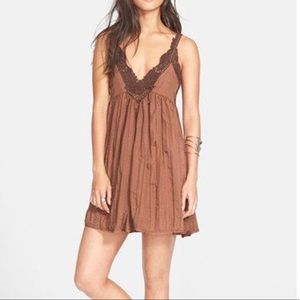Free people brown lace strappy dress